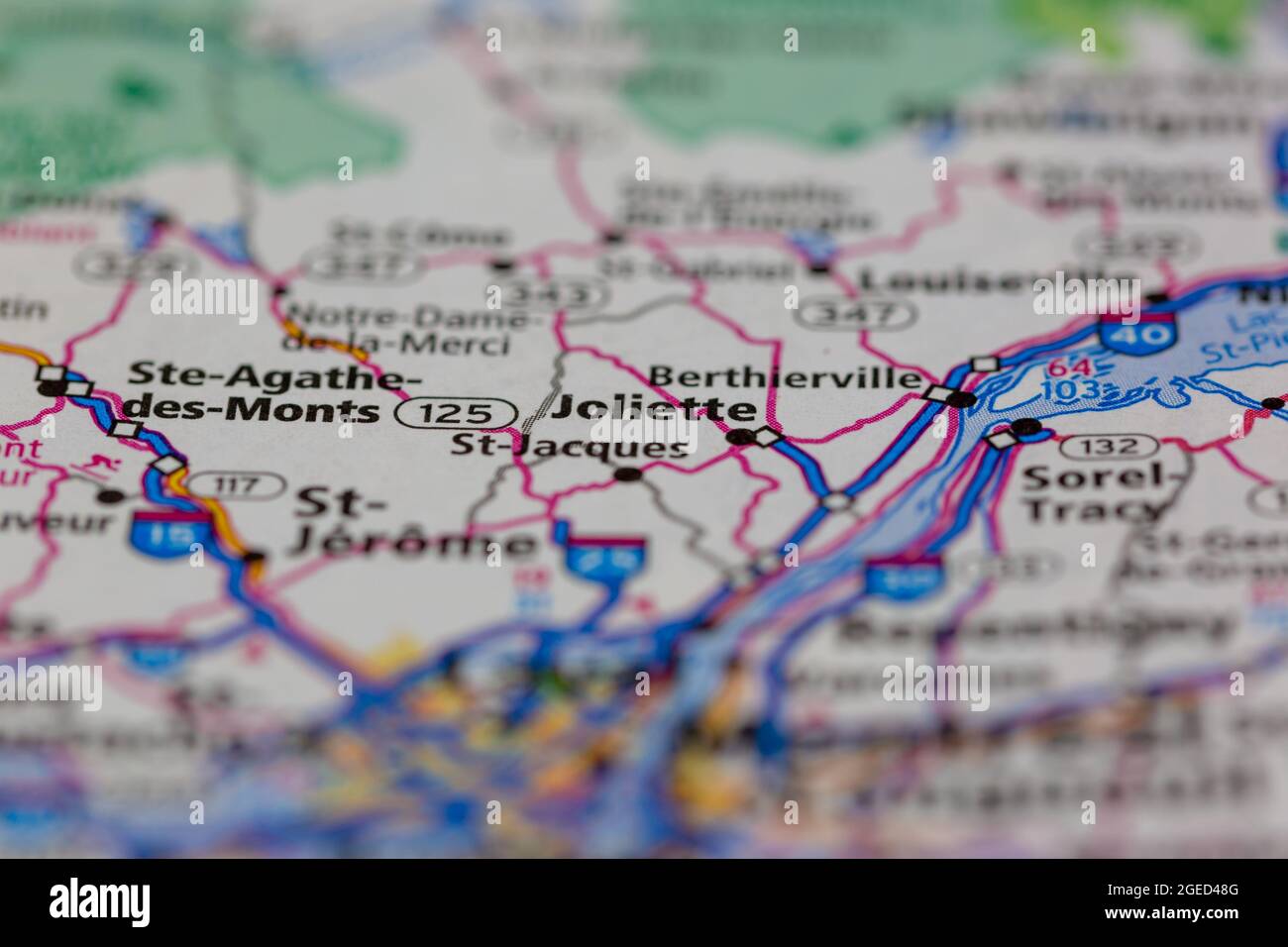 Joliette quebec sur une carte Banque d'image et photos Alamy