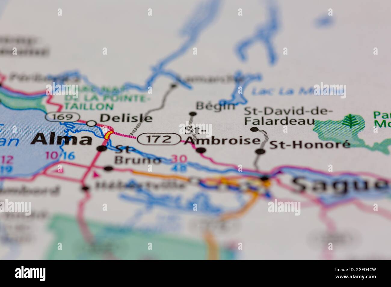 St-Ambroise Québec Canada représenté sur une carte routière ou une carte de géographie Banque D'Images