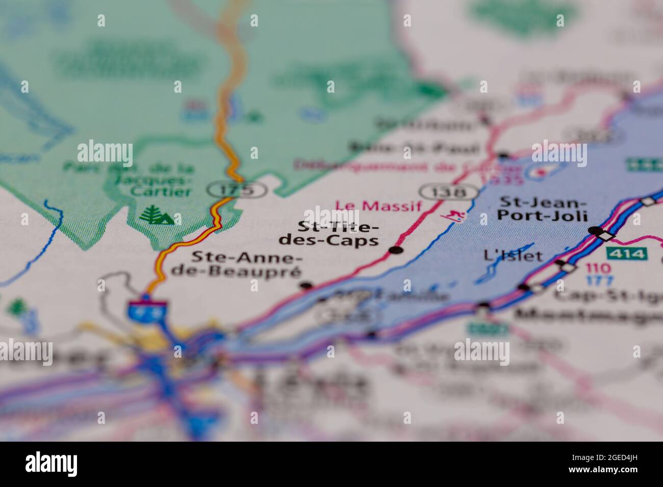 StTitedesCaps Québec Canada sur une carte routière ou une carte de