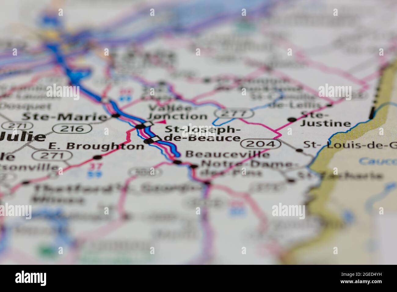 StJosephdeBeauce Québec Canada sur une carte routière ou une carte
