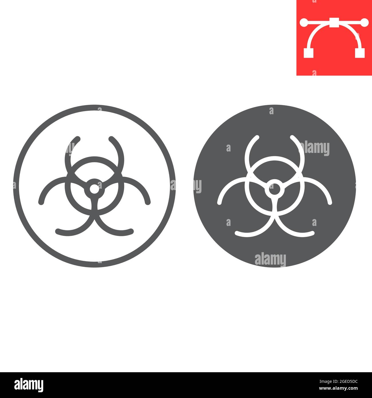 Ligne de risque biologique et icône de glyphe, symbole de risque biologique et écologie, icône de vecteur de déchets toxiques, graphiques vectoriels, signe de contour modifiable de contour, eps 10. Illustration de Vecteur