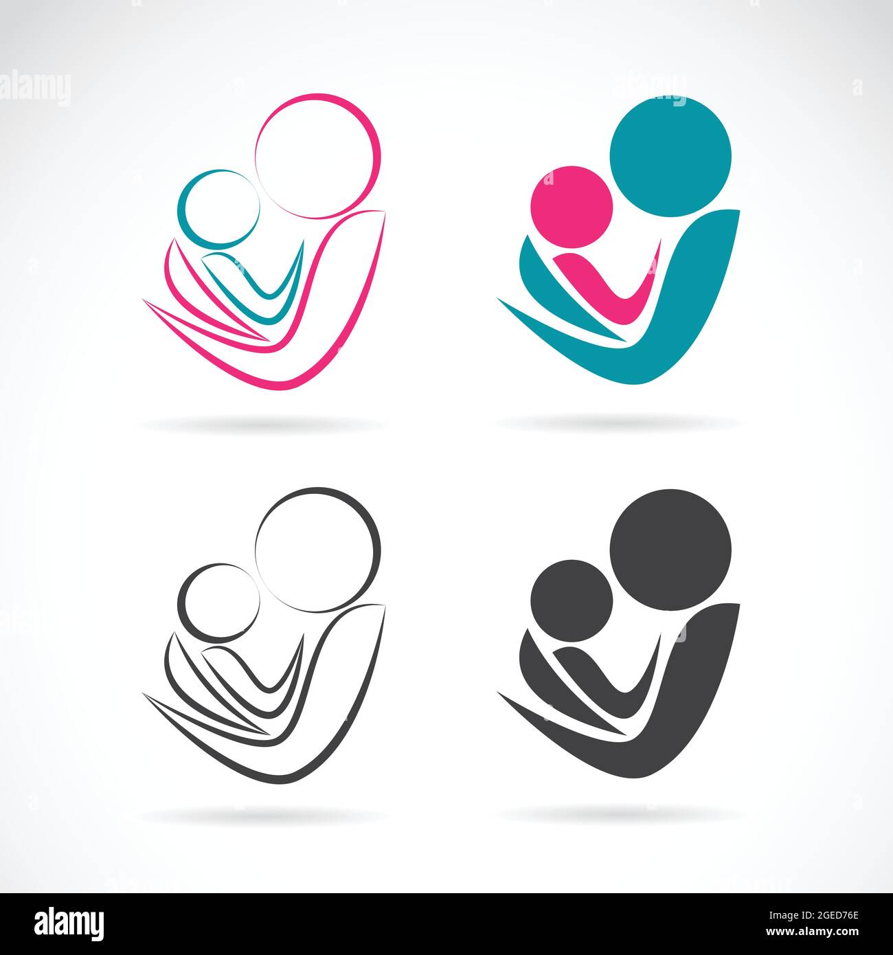 Image vectorielle d'icône d'une mère et d'un bébé sur fond blanc, expression de l'amour Illustration de Vecteur