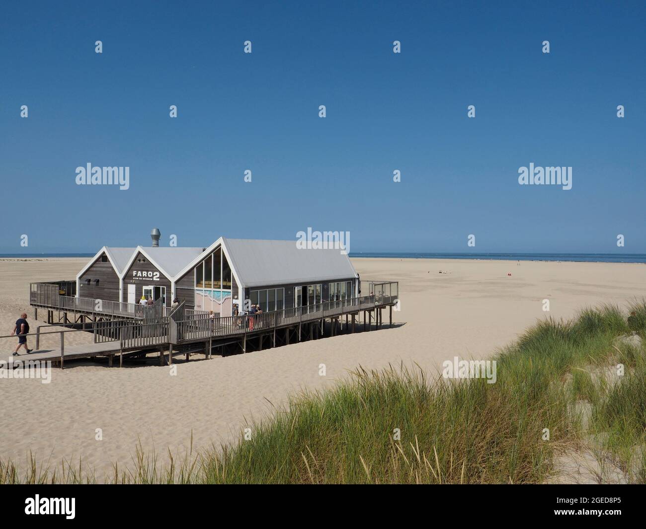 La plage à l'extrémité nord de l'île de Texel est très large. Texel, pays-Bas Banque D'Images
