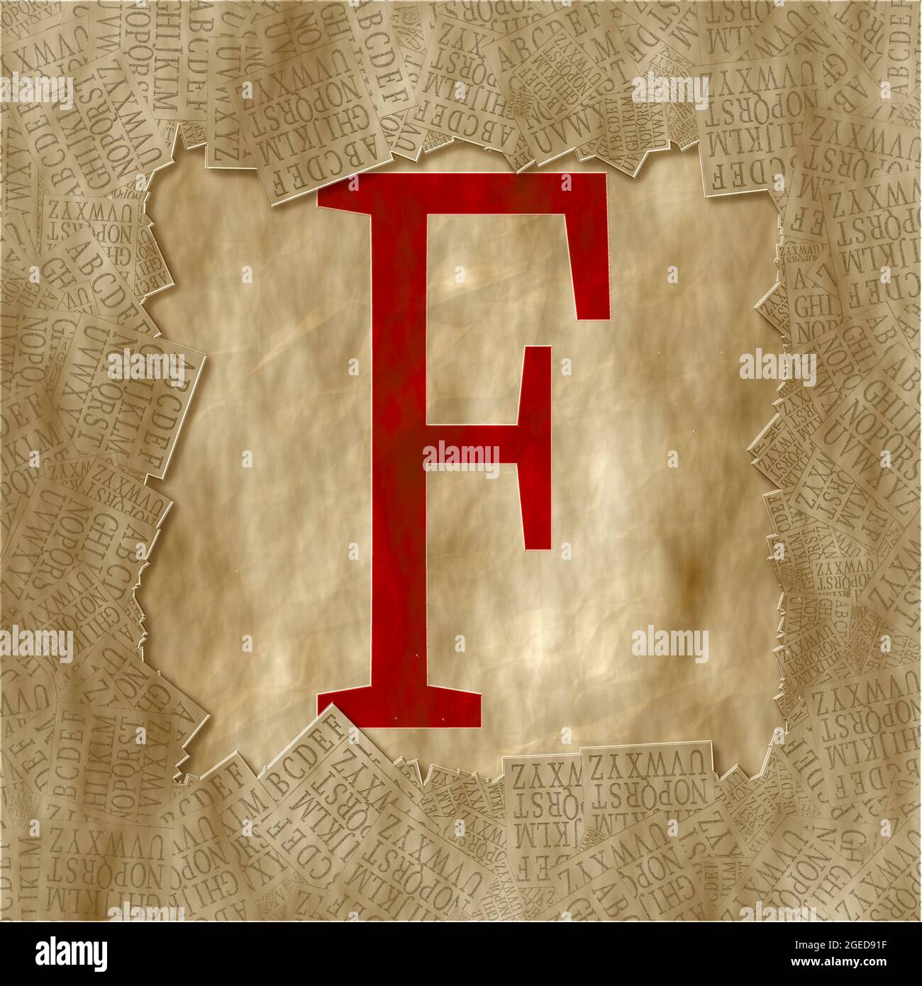 Monogramme de caractère majuscule F , Design: Encadré Banque D'Images