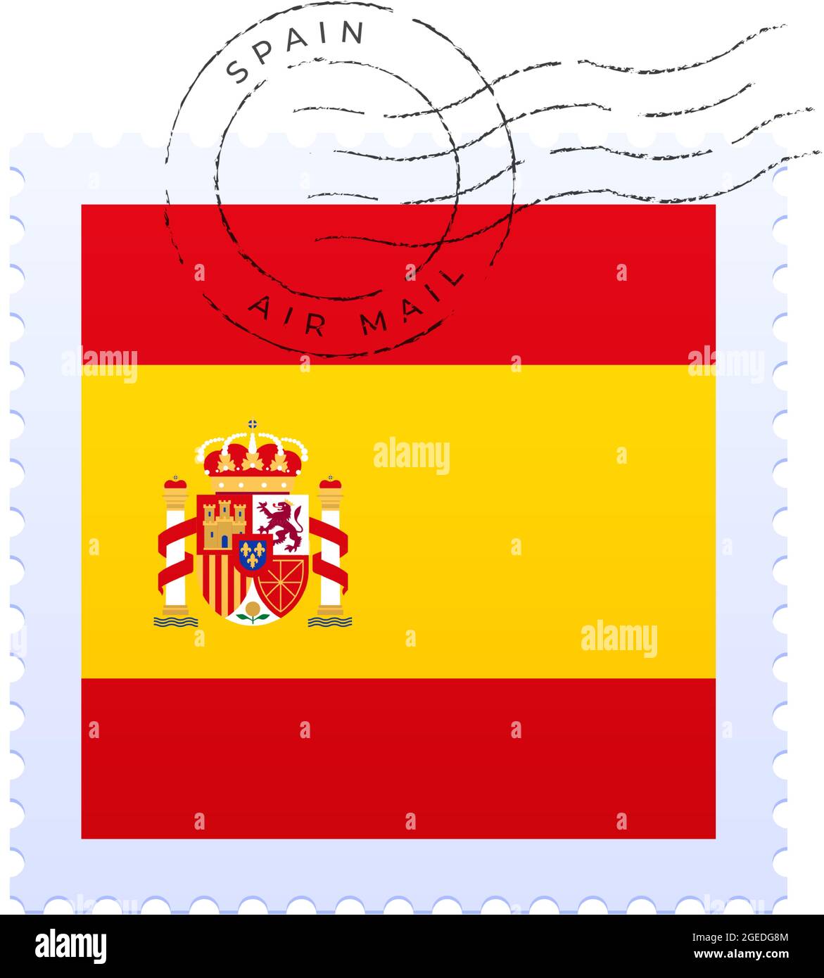 marque d'affranchissement espagne. Drapeau national timbre-poste isolé sur fond blanc illustration vectorielle. Timbre avec motif officiel de drapeau de pays et countri Illustration de Vecteur