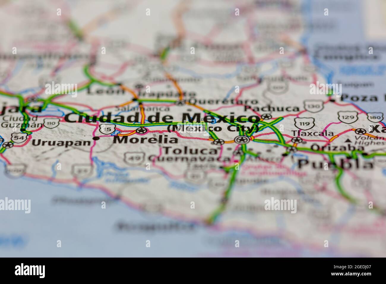 Mexico Mexico Mexique indiqué sur une carte routière ou une carte de la géographie Banque D'Images