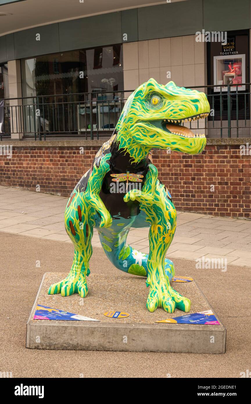 Sensibiliser les enfants à la charité Break Trex sculpture Hawker dinosaure sur All Saints Green Norwich Banque D'Images