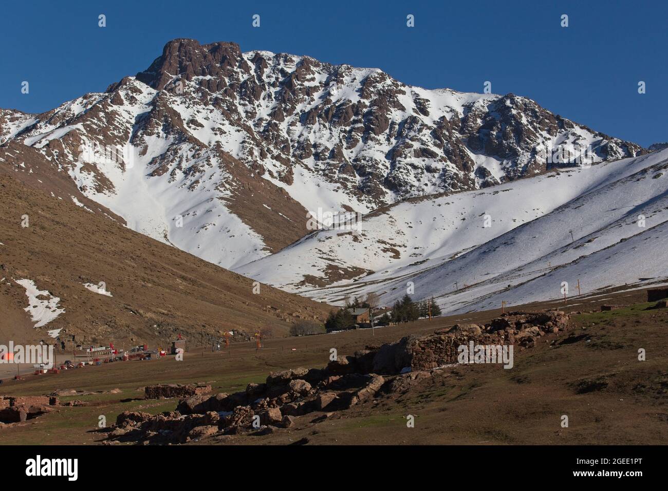 Les montagnes du Haut Atlas près d'Oukaimeden, au Maroc. Banque D'Images