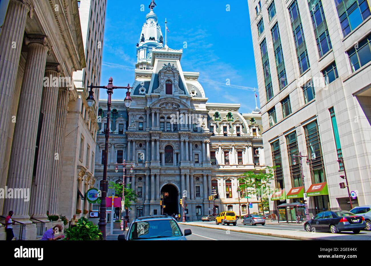 Vue partielle de la ligne d'horizon à Center City, le centre-ville de Philadelphie, Pennsylvanie, en mode horizontal, paysage -05 Banque D'Images