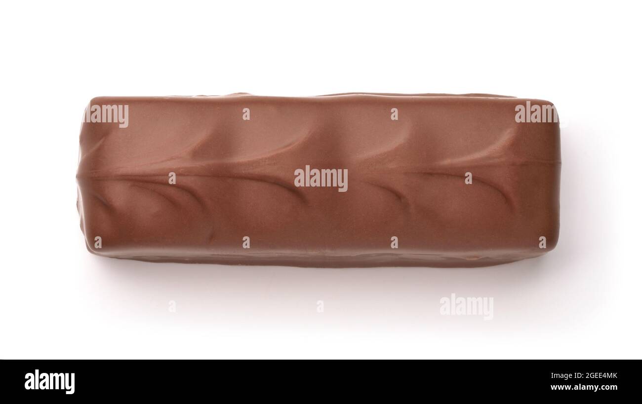Vue de dessus de la barre de chocolat isolée sur blanc Banque D'Images