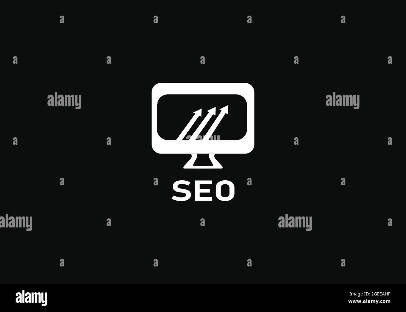 Logo SEO noir et blanc avec écran LCD et flèche Illustration de Vecteur