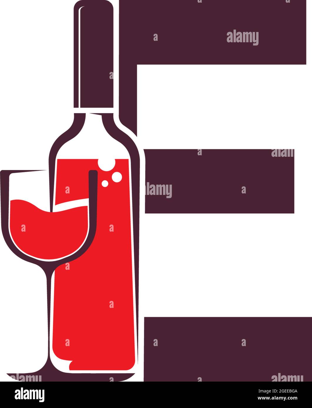 Lettre E avec modèle vectoriel de logo d'icône de bouteille de vin Image  Vectorielle Stock - Alamy