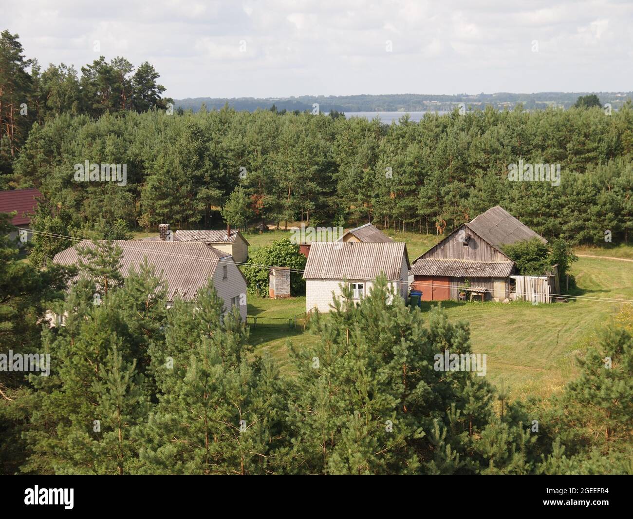 Vue depuis la tour d'observation du parc régional de Meteliai (comté d'Alytus, Lituanie) Banque D'Images