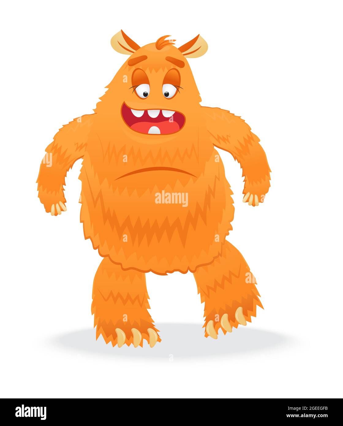 Joyeux Halloween vecteur. Monstre coloré, personnage de yeti et visage dans un style de dessin animé. Drôle, les yeux fous, la langue, la dent. Kawaii enfant de goblin effrayant. Illustration de Vecteur