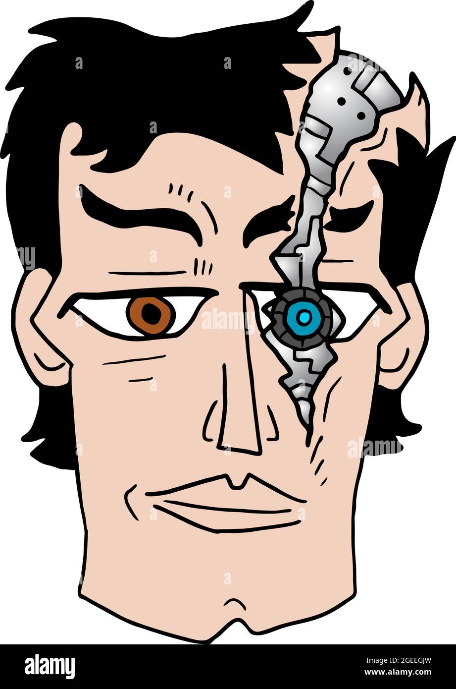 face du robot brisée Illustration de Vecteur