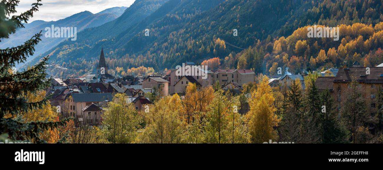 FRANCE, ALPES-MARITIMES (06) SAINT-ETIENNE-DE-TINEE, GARE DU MERCANTOUR Banque D'Images