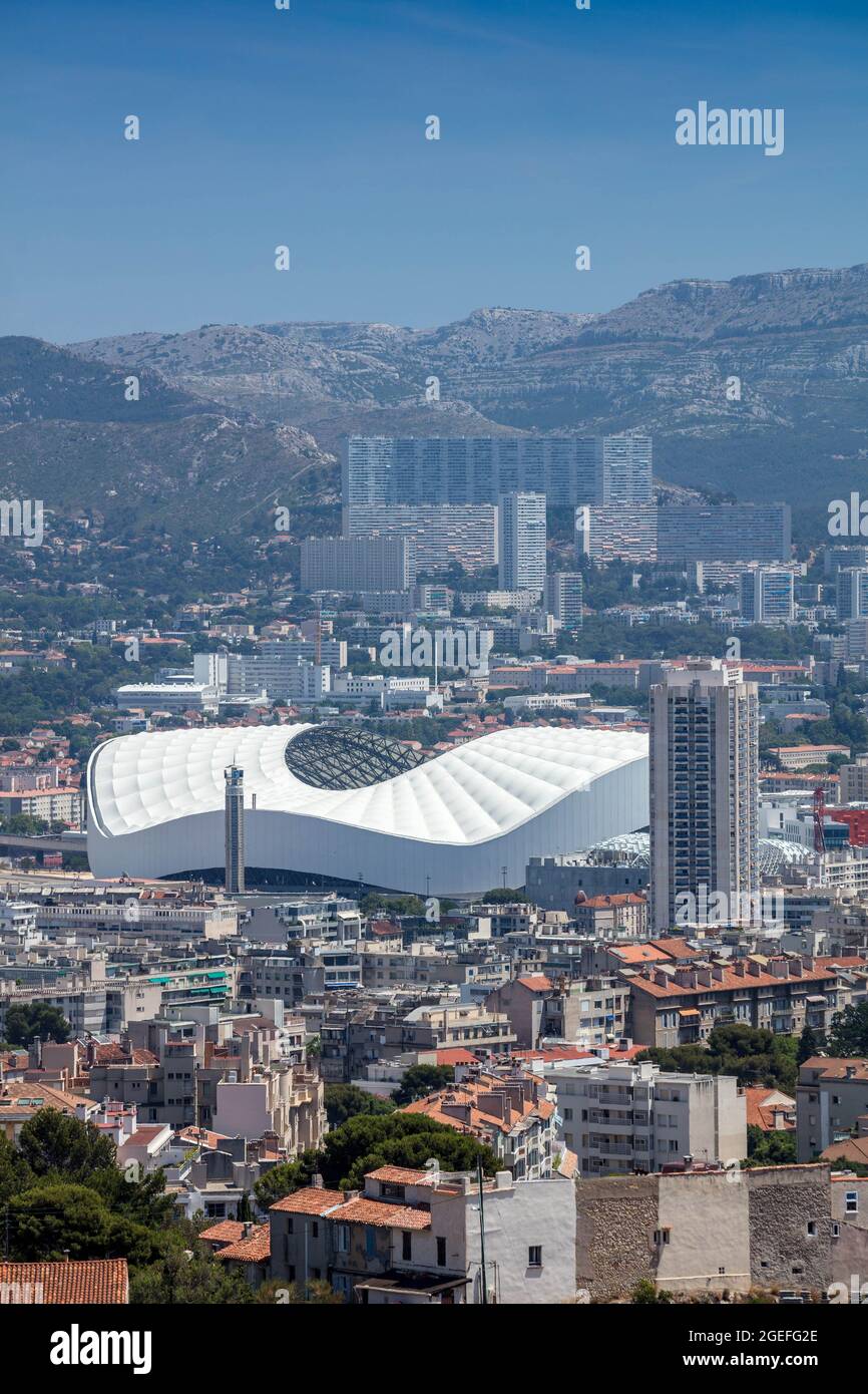 FRANCE, BOUCHES-DU-RHÔNE (13) MARSEILLE, STADE VÉLODROME, VÉLODROME ORANGE Banque D'Images