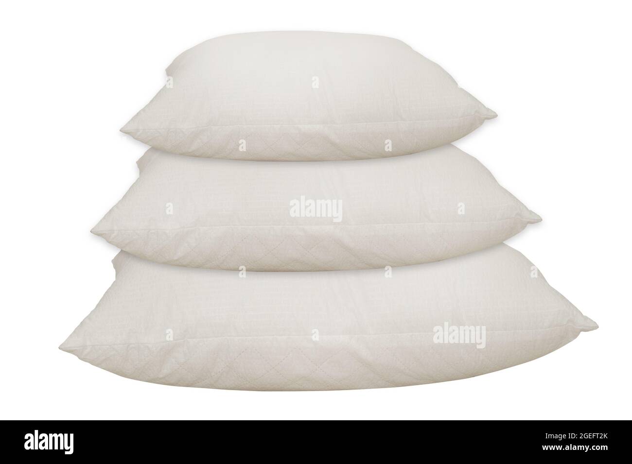 Trois oreillers en silicone blanc rectangulaire sur fond blanc. Rendu 3D Banque D'Images