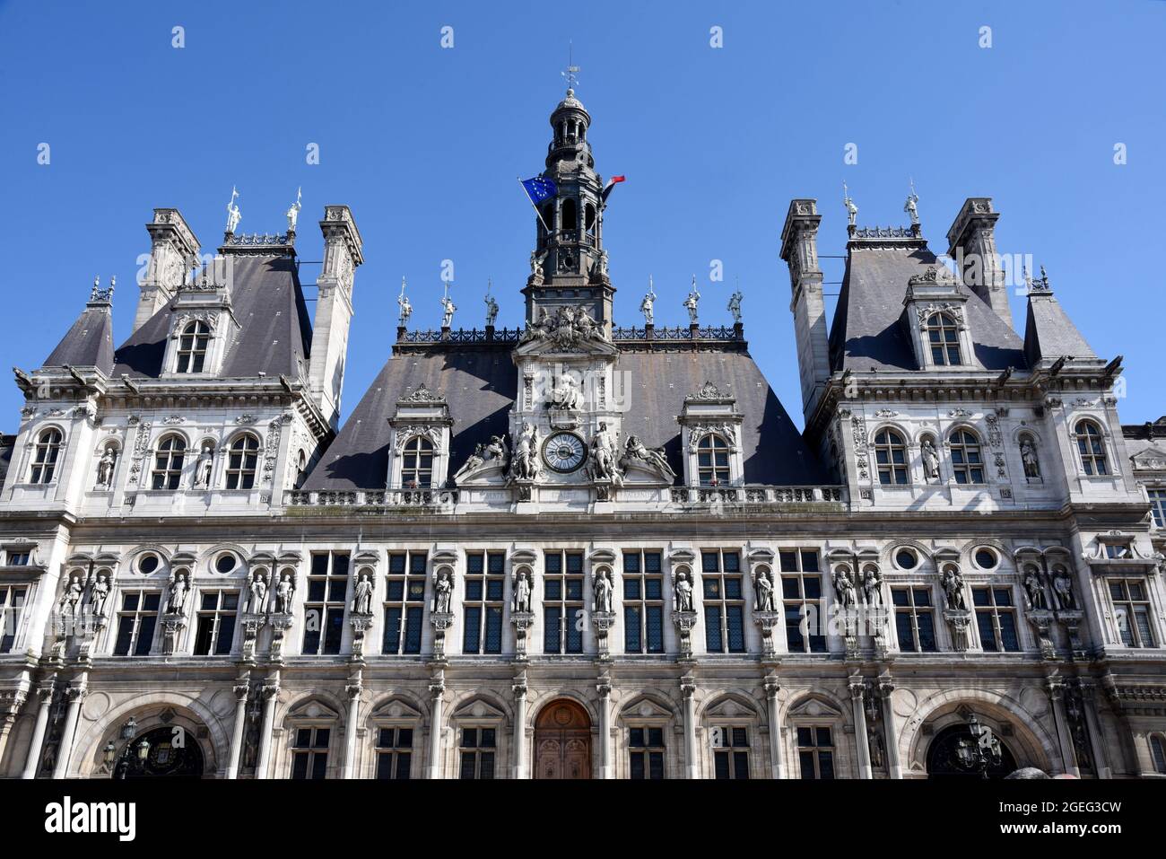 Paris (France) : l'Hôtel de ville dans le 4ème arrondissement (quartier) Banque D'Images