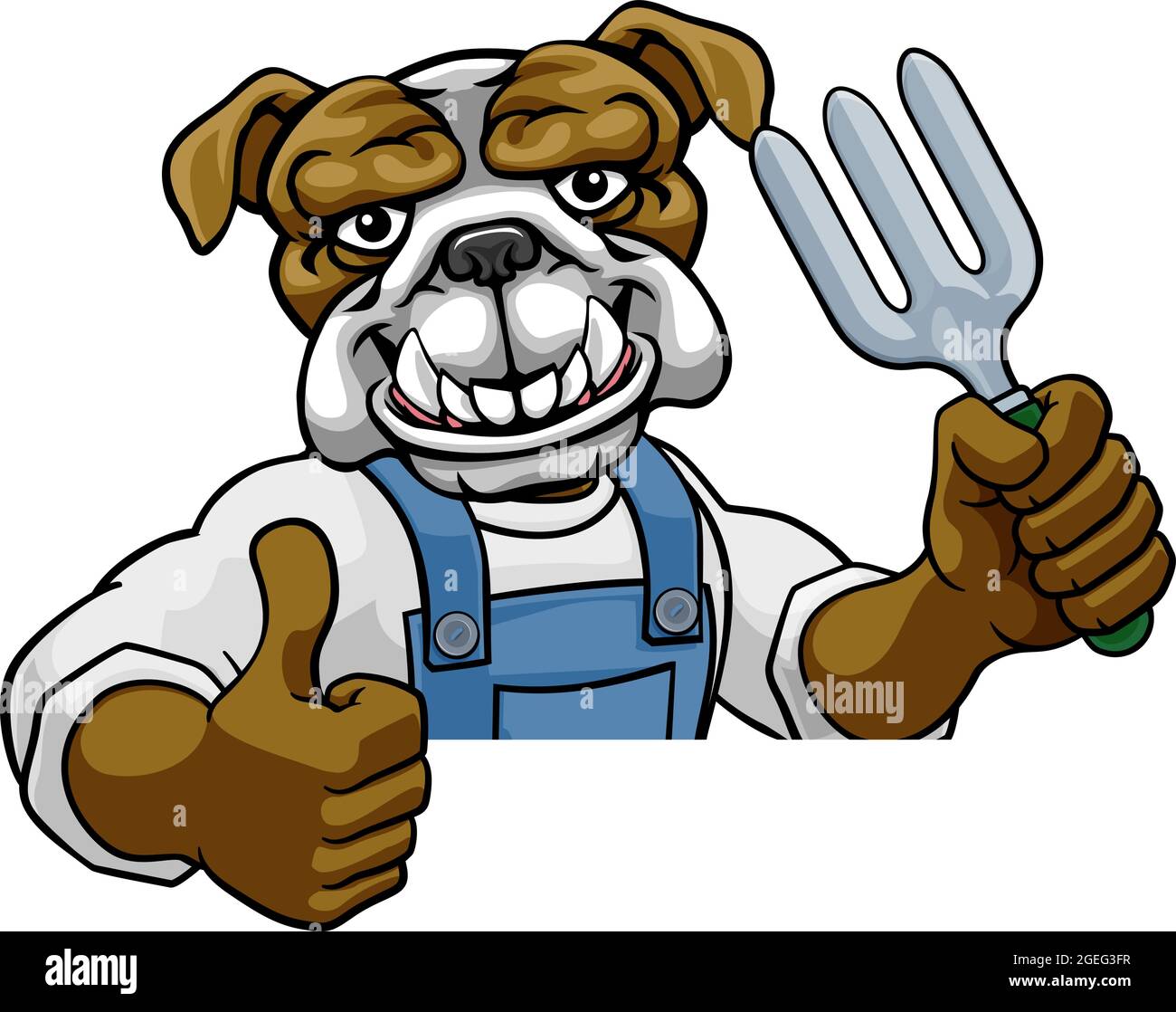 Animaux Jardinage Jardinier Bulldog Mascot Illustration de Vecteur