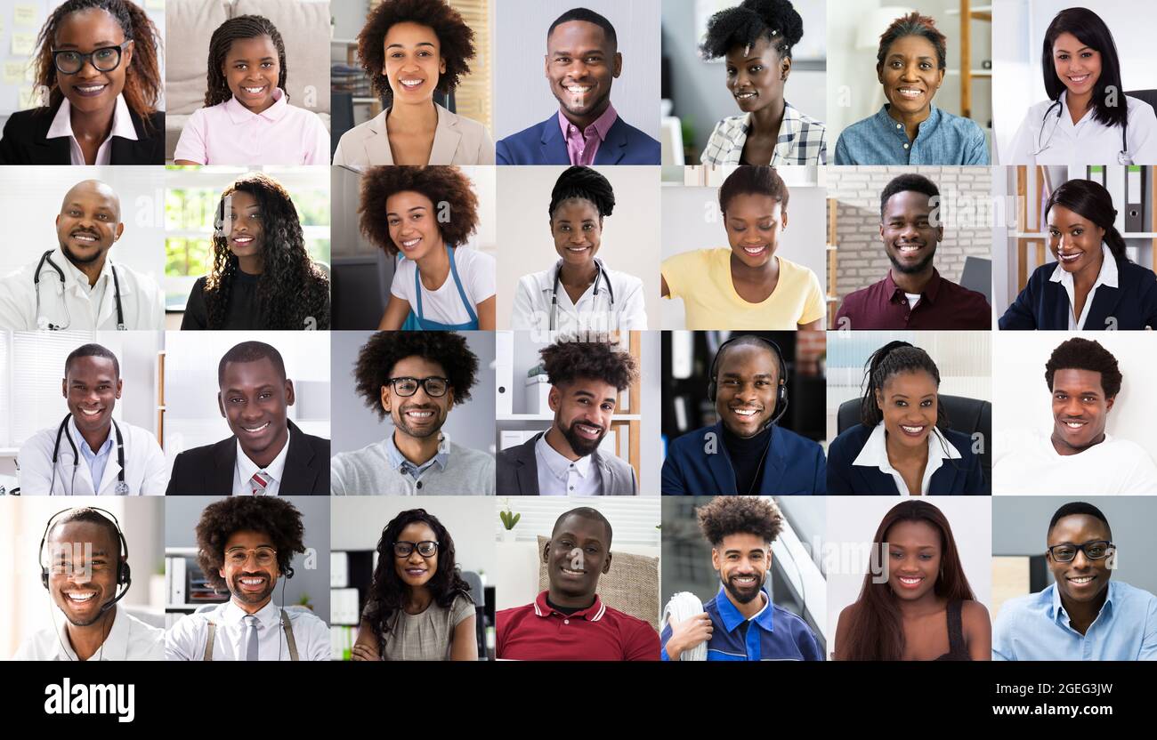 Ensemble de collages pour les Africains. Groupe d'avatar Banque D'Images