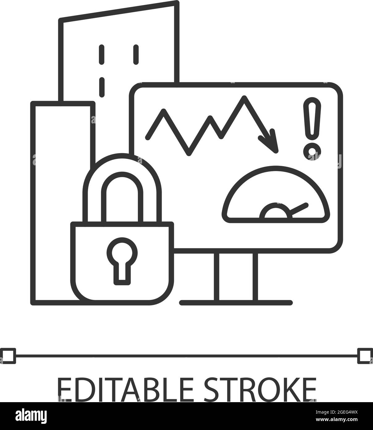 Icône linéaire de notation des risques de l'entreprise en matière de confidentialité Illustration de Vecteur