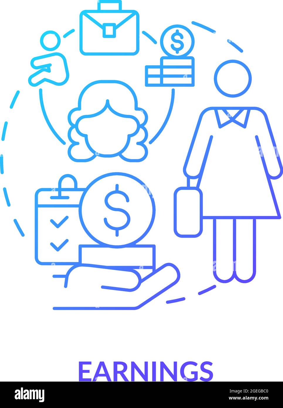 Icône de dégradé bleu des gains Illustration de Vecteur