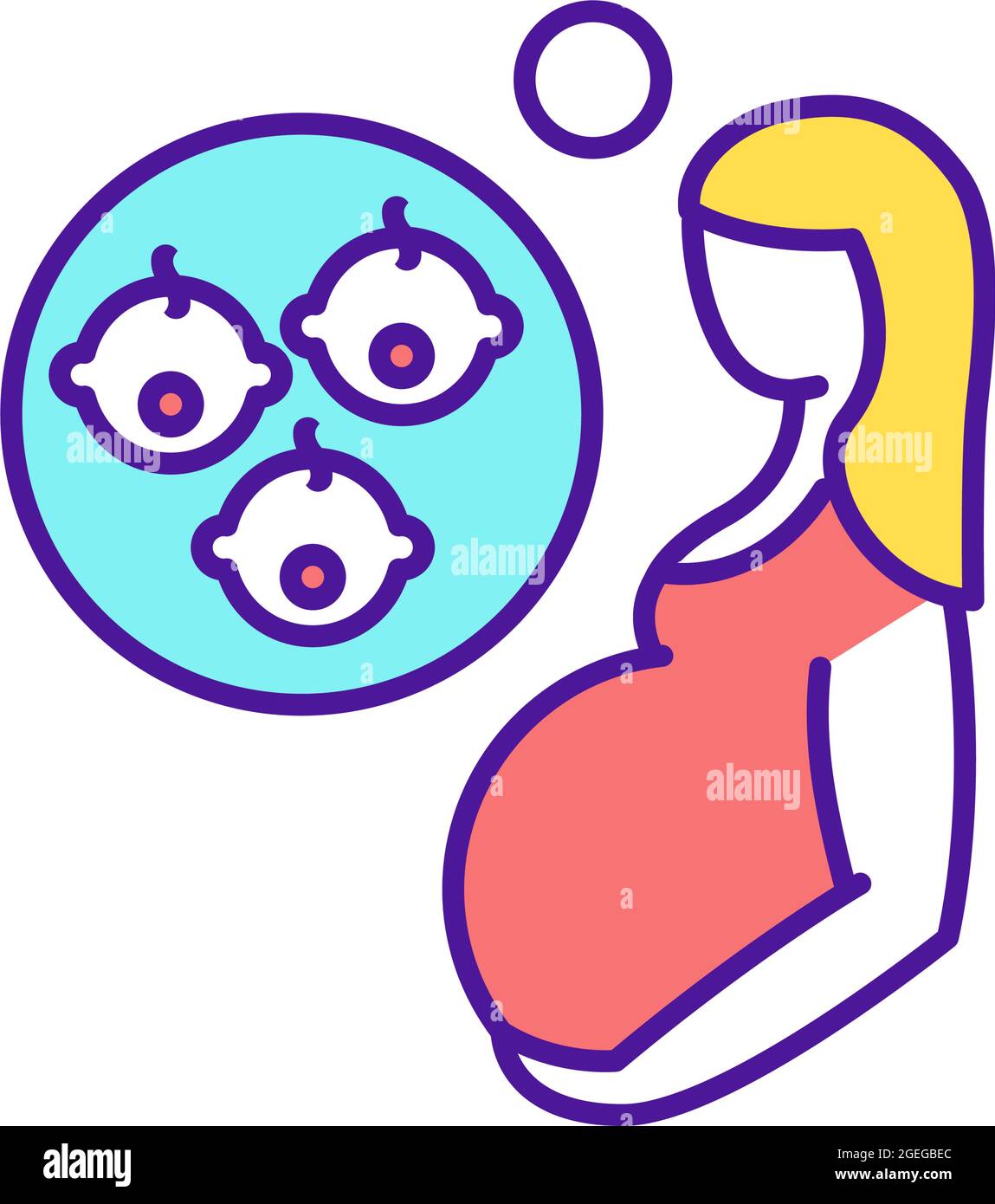 Femme enceinte avec trois enfants icône de couleur RVB Illustration de Vecteur