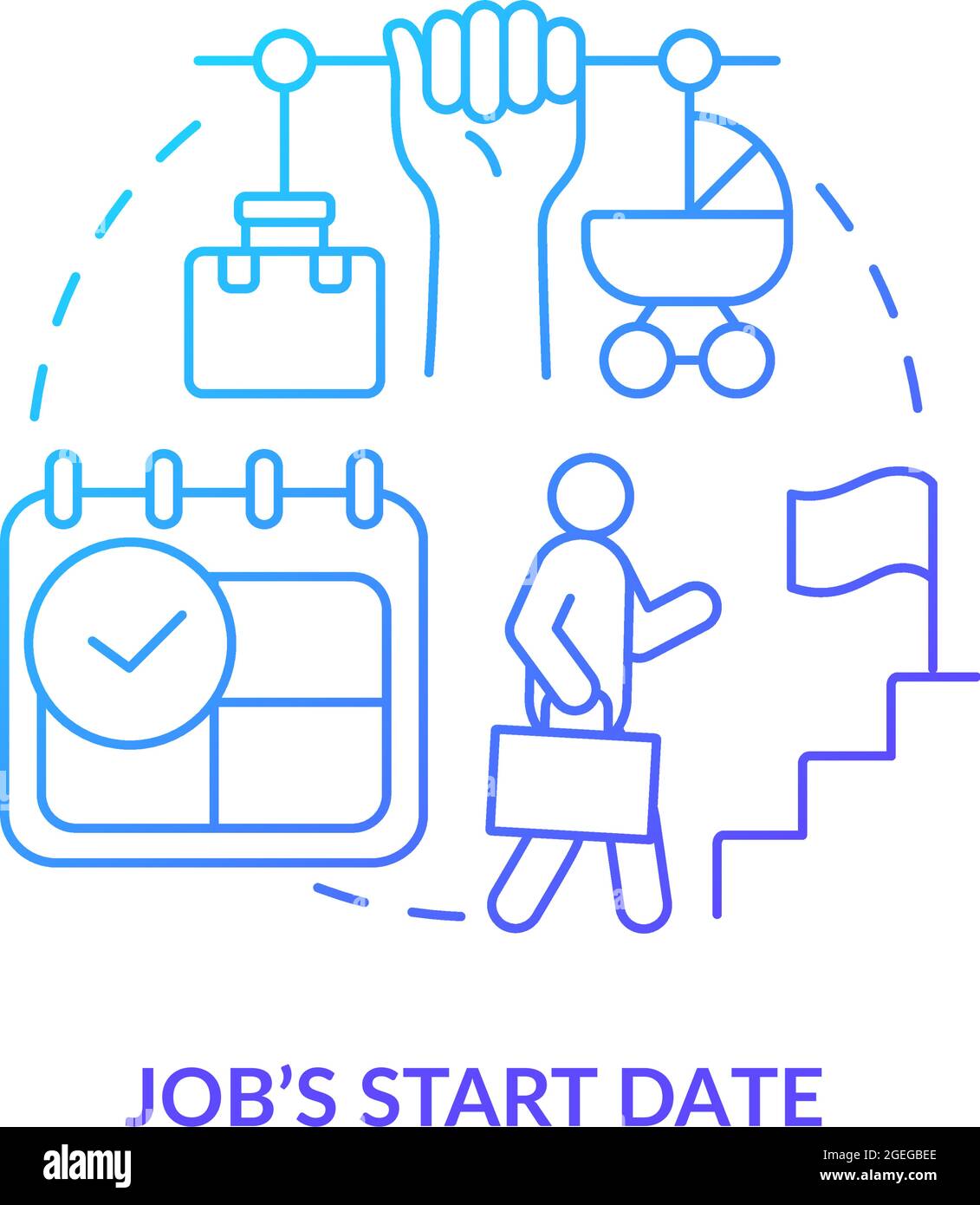 Icône de dégradé bleu de la date de début du travail Illustration de Vecteur