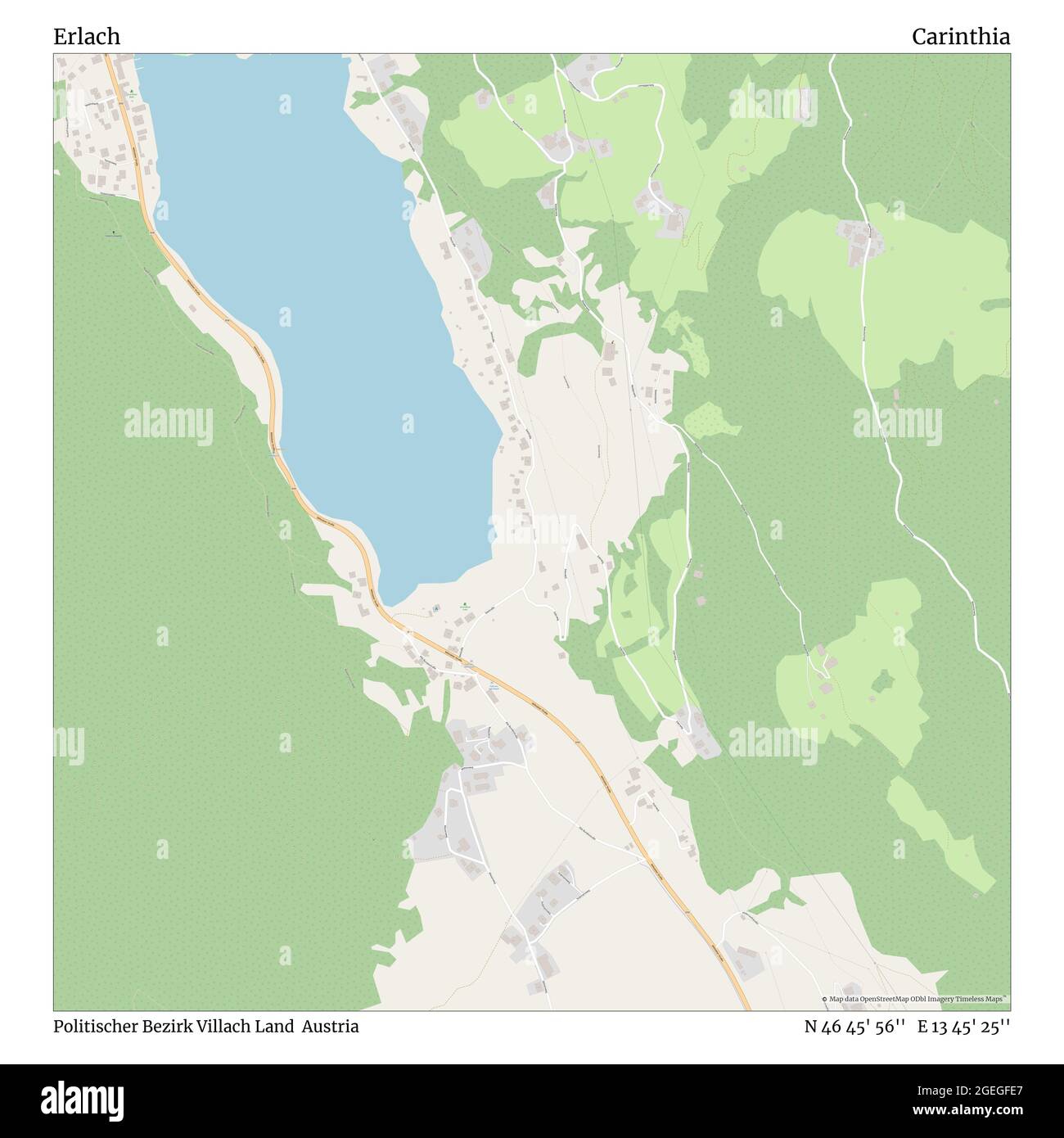 Erlach, Politischer Bezirk Villach Land, Autriche, Carinthie, N 46 45' 56'', E 13 45' 25'', carte, carte intemporelle publiée en 2021. Les voyageurs, les explorateurs et les aventuriers comme Florence Nightingale, David Livingstone, Ernest Shackleton, Lewis et Clark et Sherlock Holmes se sont appuyés sur des cartes pour planifier leurs voyages dans les coins les plus reculés du monde. Timeless Maps dresse la carte de la plupart des sites du monde, montrant ainsi la réalisation de grands rêves Banque D'Images