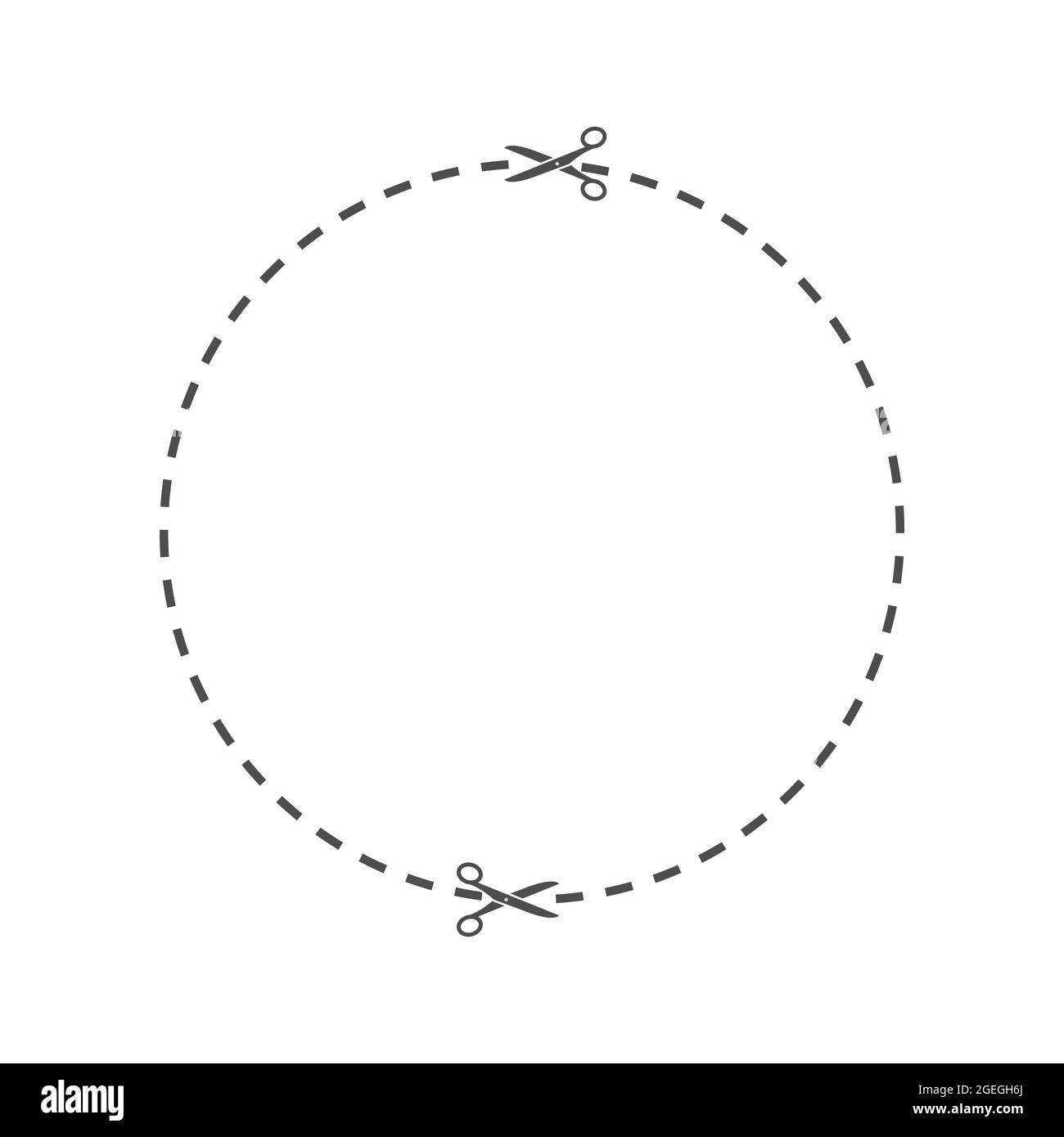 Ligne de coupe circulaire. Un champ pour couper avec des ciseaux le long de la ligne. Découpez le coupon. Style plat Illustration de Vecteur