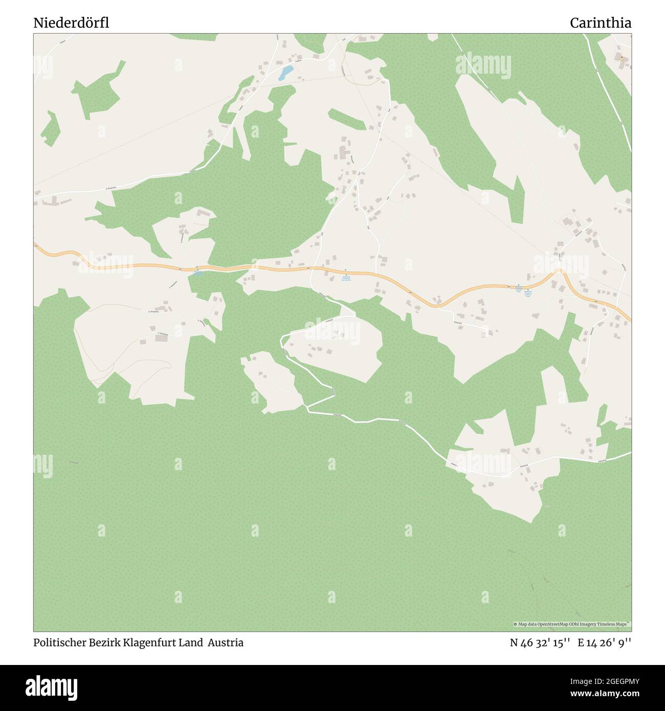 Niederdörfl, Politischer Bezirk Klagenfurt Land, Autriche, Carinthie, N 46 32' 15'', E 14 26' 9'', carte, carte intemporelle publiée en 2021. Les voyageurs, les explorateurs et les aventuriers comme Florence Nightingale, David Livingstone, Ernest Shackleton, Lewis et Clark et Sherlock Holmes se sont appuyés sur des cartes pour planifier leurs voyages dans les coins les plus reculés du monde. Timeless Maps dresse la carte de la plupart des sites du monde, montrant ainsi la réalisation de grands rêves Banque D'Images