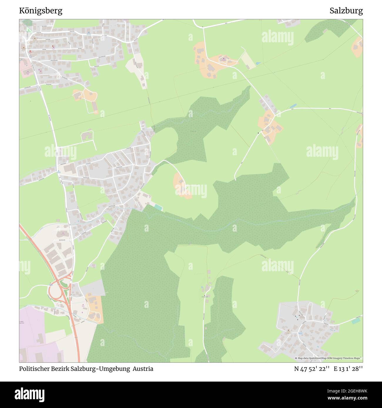 Königsberg, Politischer Bezirk Salzburg-Umgebung, Autriche, Salzbourg, N 47 52' 22'', E 13 1' 28'', carte, carte intemporelle publiée en 2021. Les voyageurs, les explorateurs et les aventuriers comme Florence Nightingale, David Livingstone, Ernest Shackleton, Lewis et Clark et Sherlock Holmes se sont appuyés sur des cartes pour planifier leurs voyages dans les coins les plus reculés du monde. Timeless Maps dresse la carte de la plupart des sites du monde, montrant ainsi la réalisation de grands rêves Banque D'Images