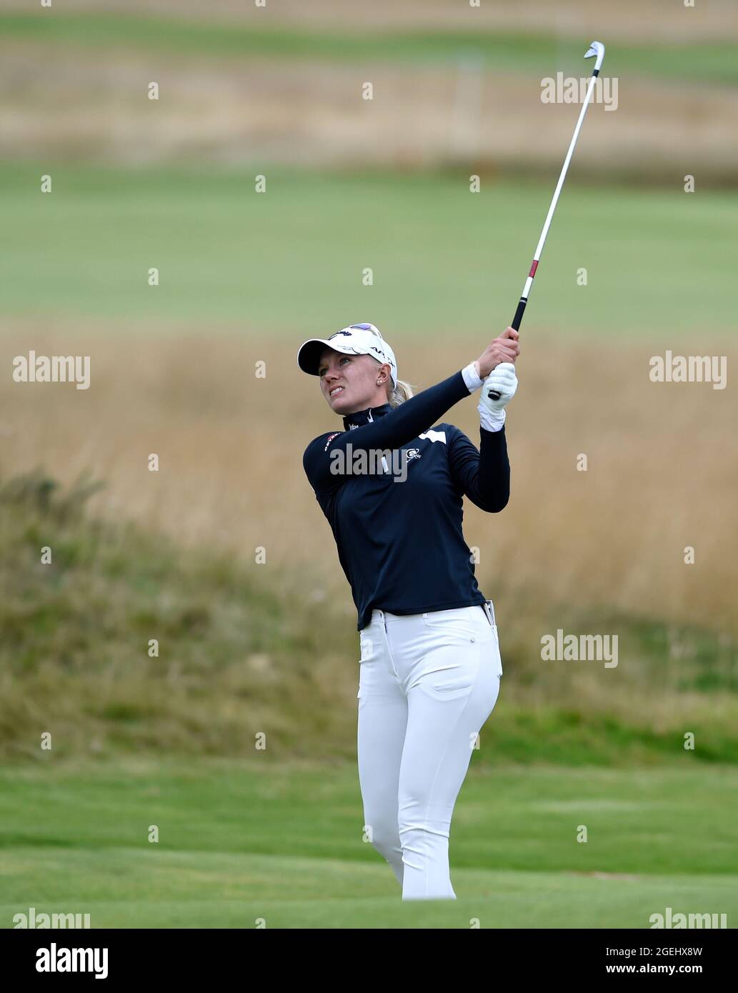 Madelene Sagstrom en Suède le quinzième jour de l'Open féminin AIG à Carnoustie. Date de la photo : vendredi 20 août 2021. Voir PA Story GOLF Women. Le crédit photo devrait se lire comme suit : Ian Rutherford/PA Wire. RESTRICTIONS : l'utilisation est soumise à des restrictions. Utilisation éditoriale uniquement, aucune utilisation commerciale sans le consentement préalable du détenteur des droits. Banque D'Images