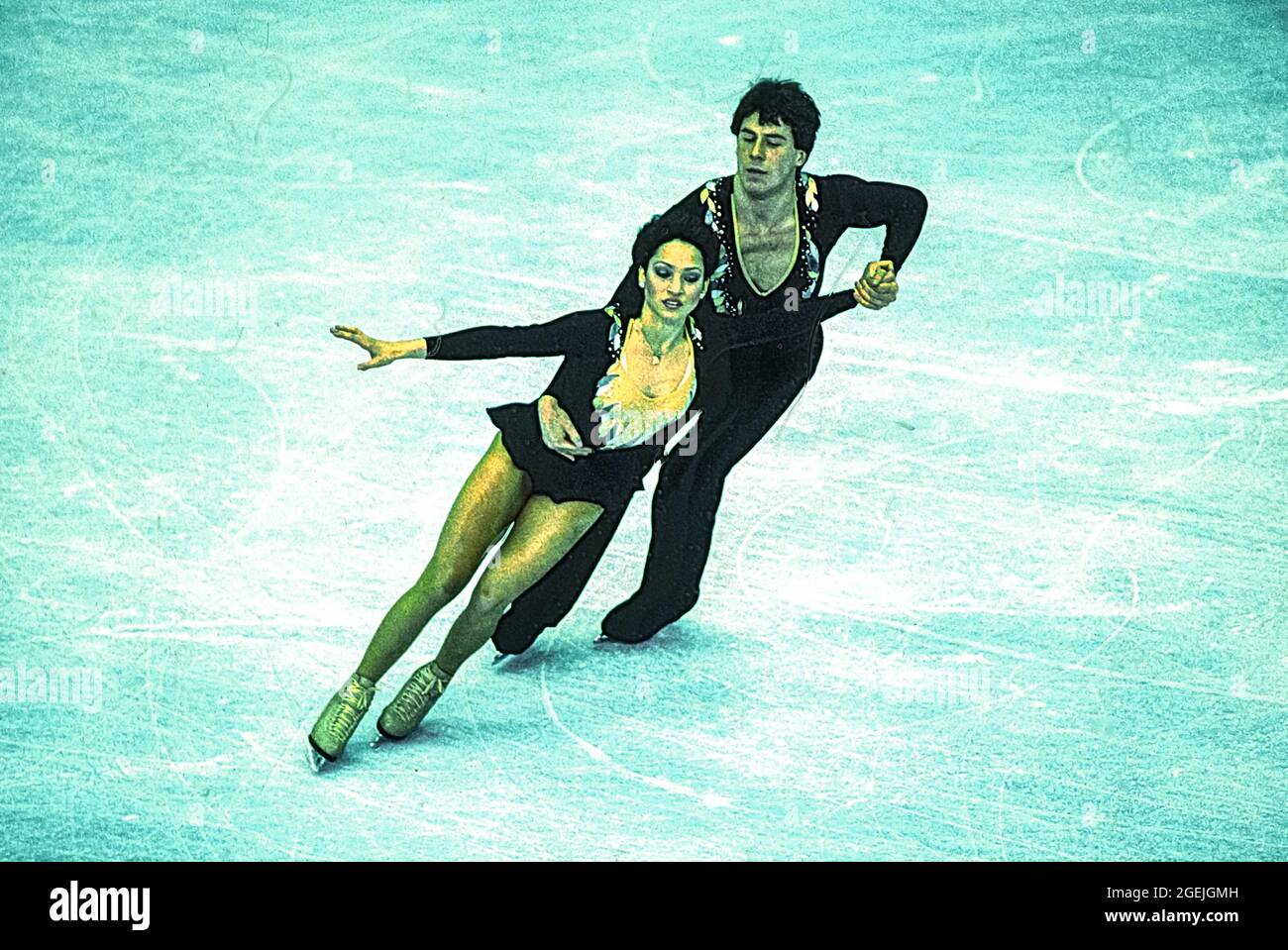 Kitty Carruthers, Peter Carruthers dans la compétition de patinage par paires aux champions nationaux de patinage artistique 1984 des États-Unis Banque D'Images