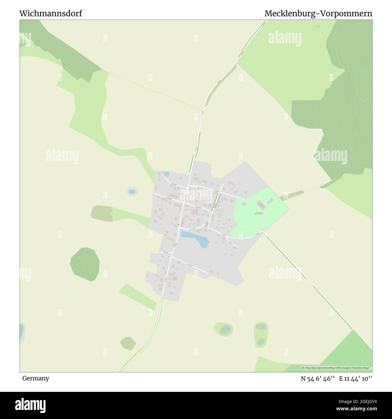 Wichmannsdorf, Allemagne, Mecklembourg-Poméranie-Occidentale, N 54 6' 46'', E 11 44' 10'', carte, carte intemporelle publiée en 2021. Les voyageurs, les explorateurs et les aventuriers comme Florence Nightingale, David Livingstone, Ernest Shackleton, Lewis et Clark et Sherlock Holmes se sont appuyés sur des cartes pour planifier leurs voyages dans les coins les plus reculés du monde. Timeless Maps dresse la carte de la plupart des sites du monde, montrant ainsi la réalisation de grands rêves Banque D'Images