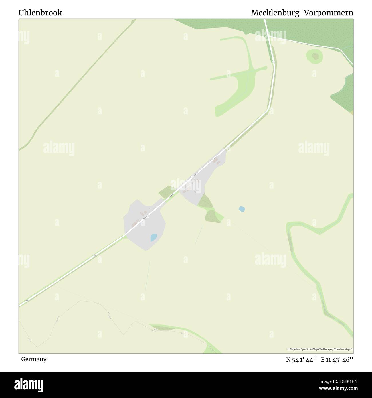 Uhlenbrook, Allemagne, Mecklembourg-Poméranie-Occidentale, N 54 1' 44'', E 11 43' 46'', carte, Timeless carte publiée en 2021. Les voyageurs, les explorateurs et les aventuriers comme Florence Nightingale, David Livingstone, Ernest Shackleton, Lewis et Clark et Sherlock Holmes se sont appuyés sur des cartes pour planifier leurs voyages dans les coins les plus reculés du monde. Timeless Maps dresse la carte de la plupart des sites du monde, montrant ainsi la réalisation de grands rêves Banque D'Images