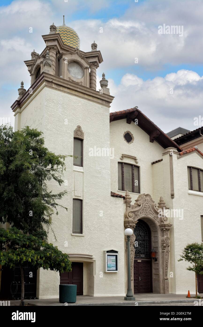 LOS ANGELES, CALIFORNIE - 18 AOÛT 2021 : la Plaza United Methodist Church, Los Angeles, dans la rue historique Olvera Street. Banque D'Images