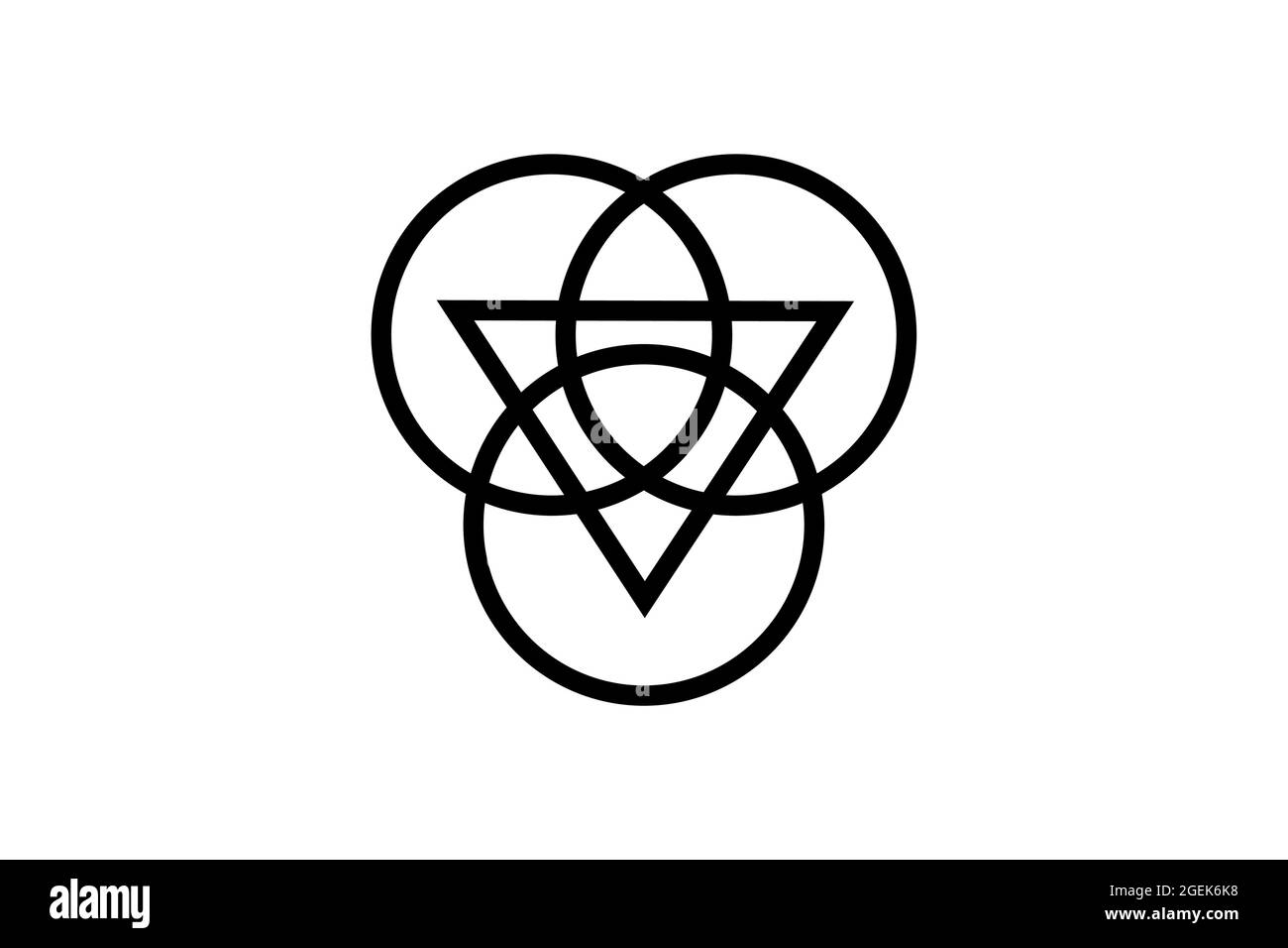 Triquetra avec le logo Triangle et les cercles qui se chevauchent, Trinity Knot tatouage, Pagan symbole celtique Triple Déesse. Signe Wicca, livre d'ombres, vecteur Illustration de Vecteur
