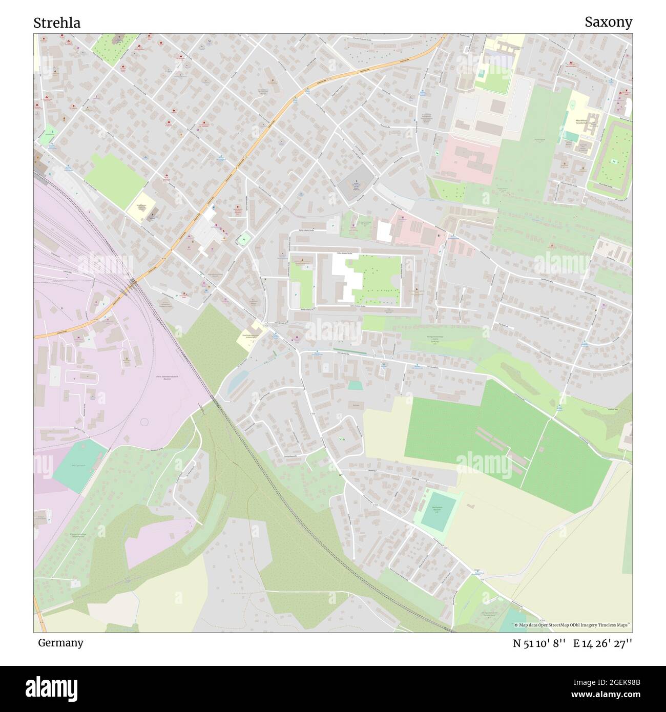 Strehla, Allemagne, Saxe, N 51 10' 8'', E 14 26' 27'', carte, Timeless Map publié en 2021. Les voyageurs, les explorateurs et les aventuriers comme Florence Nightingale, David Livingstone, Ernest Shackleton, Lewis et Clark et Sherlock Holmes se sont appuyés sur des cartes pour planifier leurs voyages dans les coins les plus reculés du monde. Timeless Maps dresse la carte de la plupart des sites du monde, montrant ainsi la réalisation de grands rêves Banque D'Images