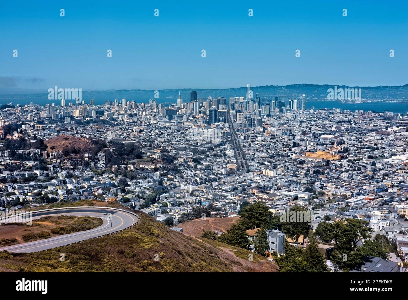 Vue sur le quartier financier depuis Twin Peaks, San Francisco, Californie, États-Unis Banque D'Images