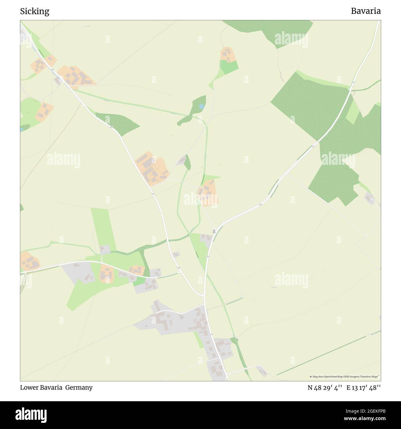 Sicking, Basse-Bavière, Allemagne, Bavière, N 48 29' 4'', E 13 17' 48'', carte, carte intemporelle publiée en 2021. Les voyageurs, les explorateurs et les aventuriers comme Florence Nightingale, David Livingstone, Ernest Shackleton, Lewis et Clark et Sherlock Holmes se sont appuyés sur des cartes pour planifier leurs voyages dans les coins les plus reculés du monde. Timeless Maps dresse la carte de la plupart des sites du monde, montrant ainsi la réalisation de grands rêves Banque D'Images