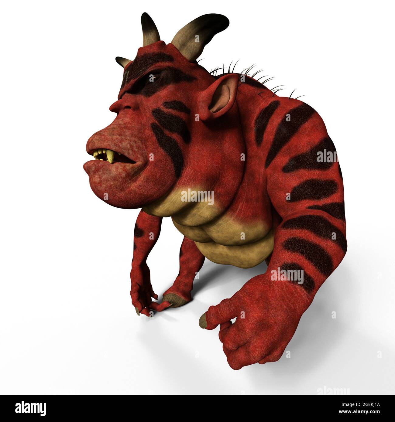 Illustration 3D d'un mignon et drôle de diable de dessin animé. Objet de rendu isolé Banque D'Images