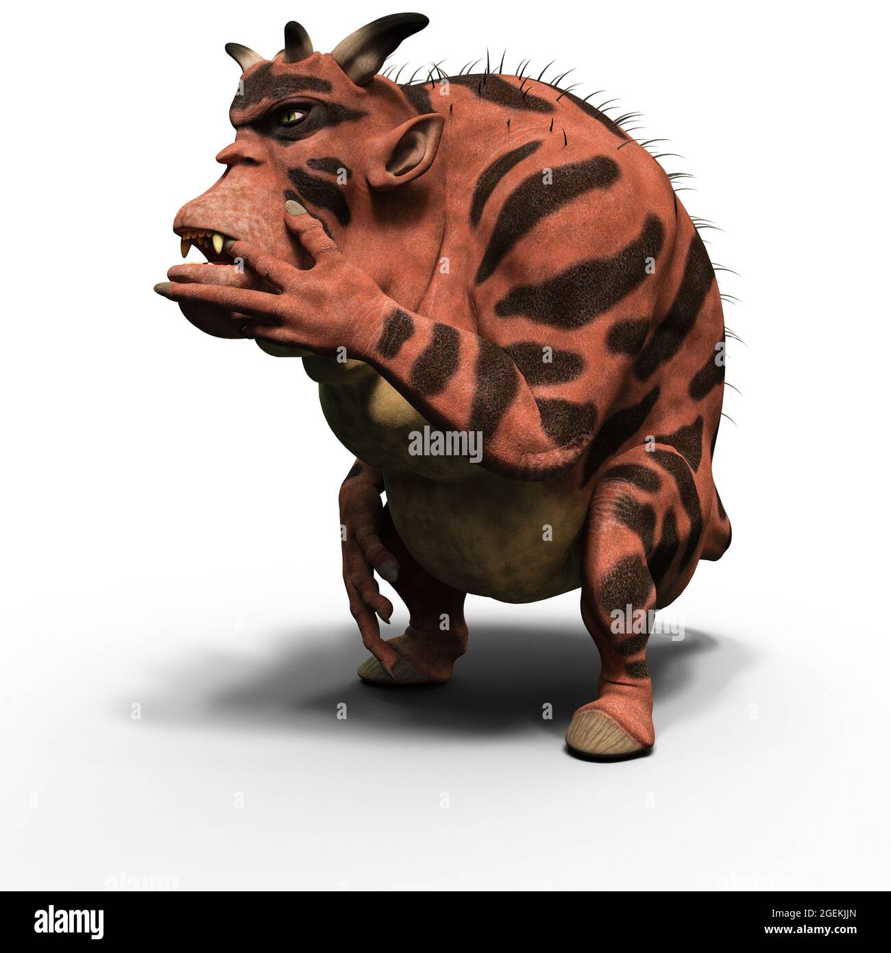 Illustration 3D d'un diable de dessin animé confus. Objet de rendu isolé Banque D'Images