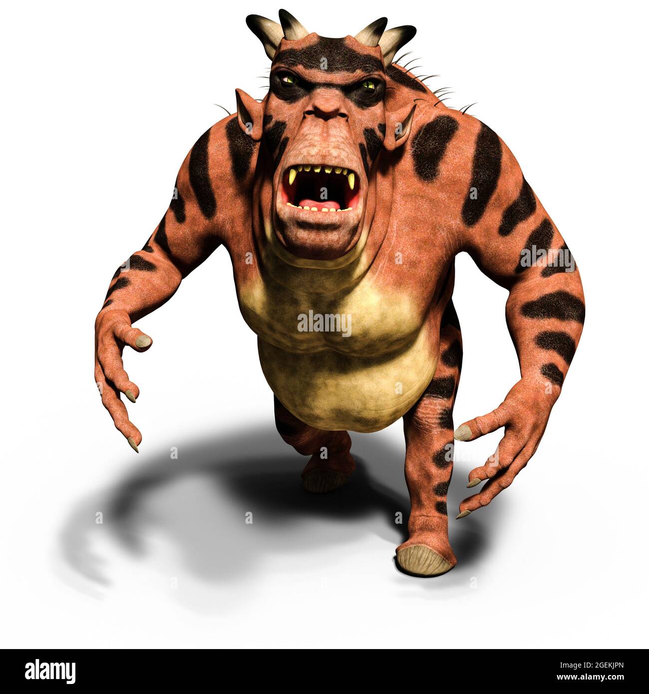 Illustration 3D d'un mignon diable de dessin animé en colère. Objet de rendu isolé Banque D'Images