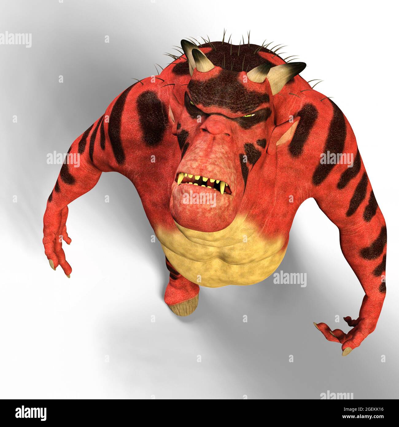 Illustration 3D d'un mignon et drôle de diable de dessin animé. Objet de rendu isolé Banque D'Images