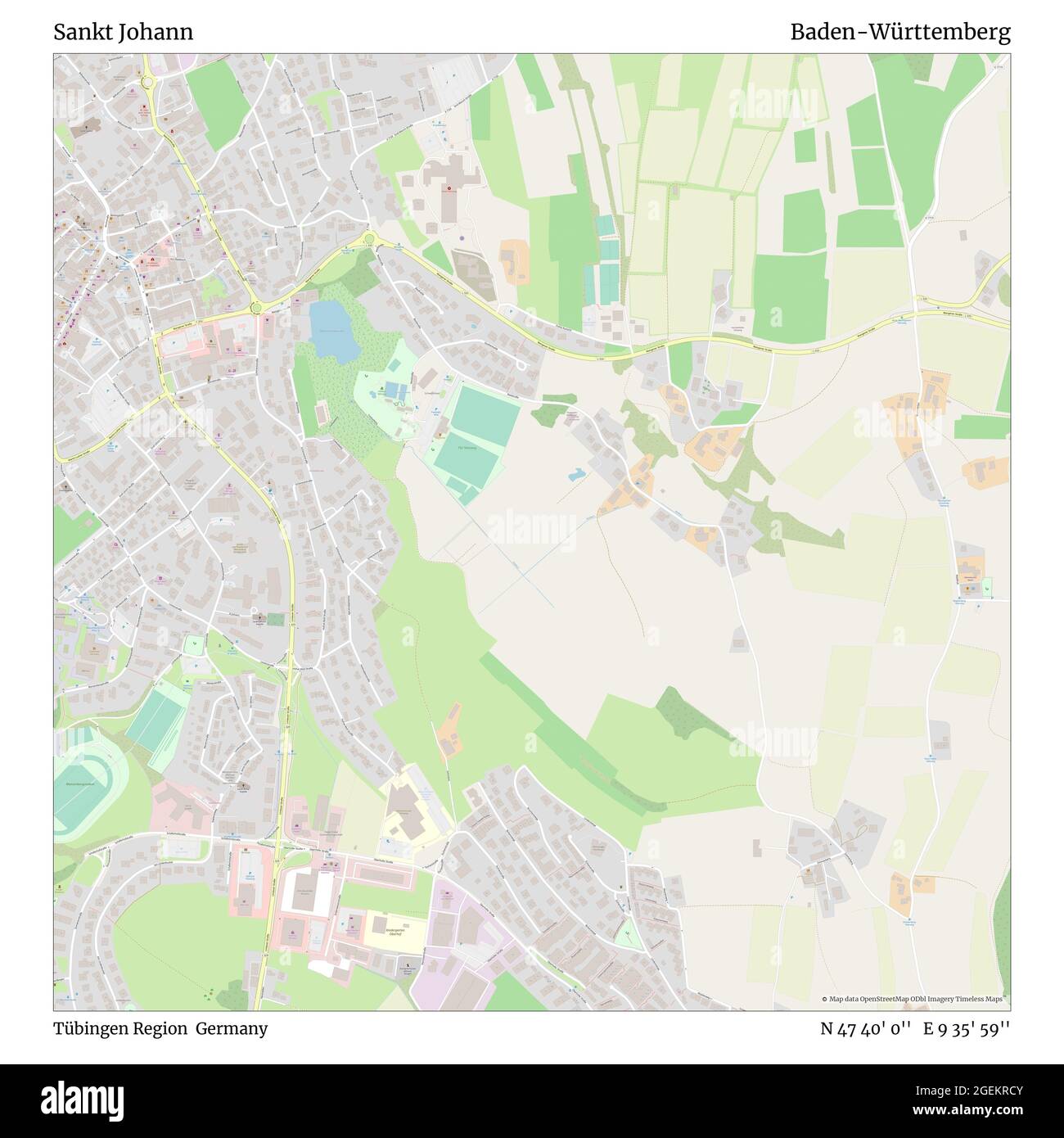 Sankt Johann, région de Tübingen, Allemagne, Bade-Wurtemberg, N 47 40' 0'', E 9 35' 59'', carte, carte intemporelle publiée en 2021. Les voyageurs, les explorateurs et les aventuriers comme Florence Nightingale, David Livingstone, Ernest Shackleton, Lewis et Clark et Sherlock Holmes se sont appuyés sur des cartes pour planifier leurs voyages dans les coins les plus reculés du monde. Timeless Maps dresse la carte de la plupart des sites du monde, montrant ainsi la réalisation de grands rêves Banque D'Images