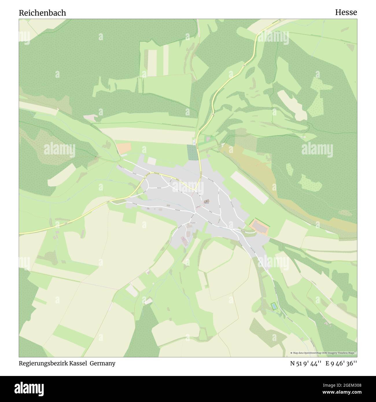 Reichenbach, Regierungsbezirk Kassel, Allemagne, Hesse, N 51 9' 44'', E 9 46' 36'', carte, Timeless carte publiée en 2021. Les voyageurs, les explorateurs et les aventuriers comme Florence Nightingale, David Livingstone, Ernest Shackleton, Lewis et Clark et Sherlock Holmes se sont appuyés sur des cartes pour planifier leurs voyages dans les coins les plus reculés du monde. Timeless Maps dresse la carte de la plupart des sites du monde, montrant ainsi la réalisation de grands rêves Banque D'Images