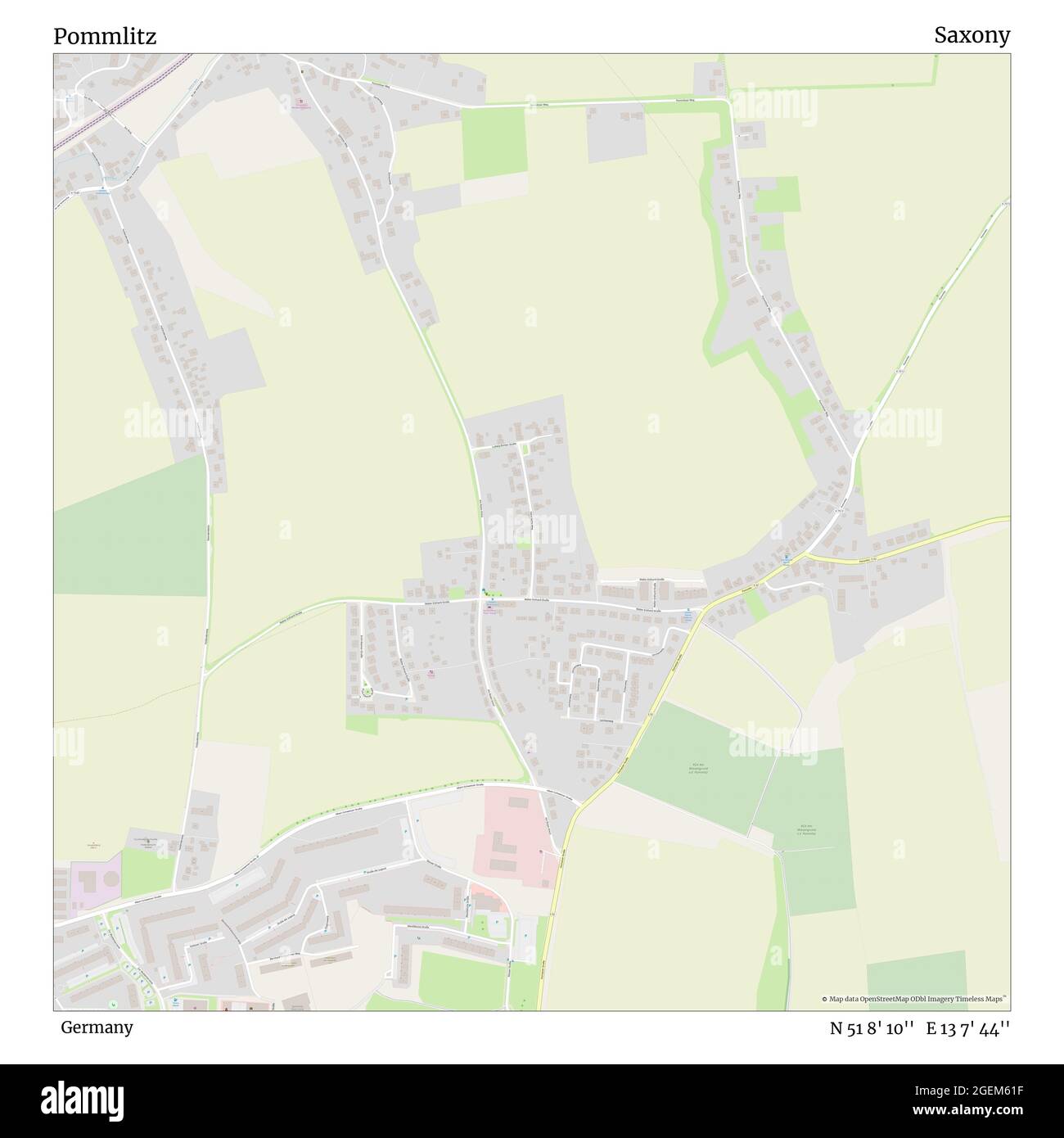 Pommlitz, Allemagne, Saxe, N 51 8' 10'', E 13 7' 44'', carte, Timeless carte publiée en 2021. Les voyageurs, les explorateurs et les aventuriers comme Florence Nightingale, David Livingstone, Ernest Shackleton, Lewis et Clark et Sherlock Holmes se sont appuyés sur des cartes pour planifier leurs voyages dans les coins les plus reculés du monde. Timeless Maps dresse la carte de la plupart des sites du monde, montrant ainsi la réalisation de grands rêves Banque D'Images