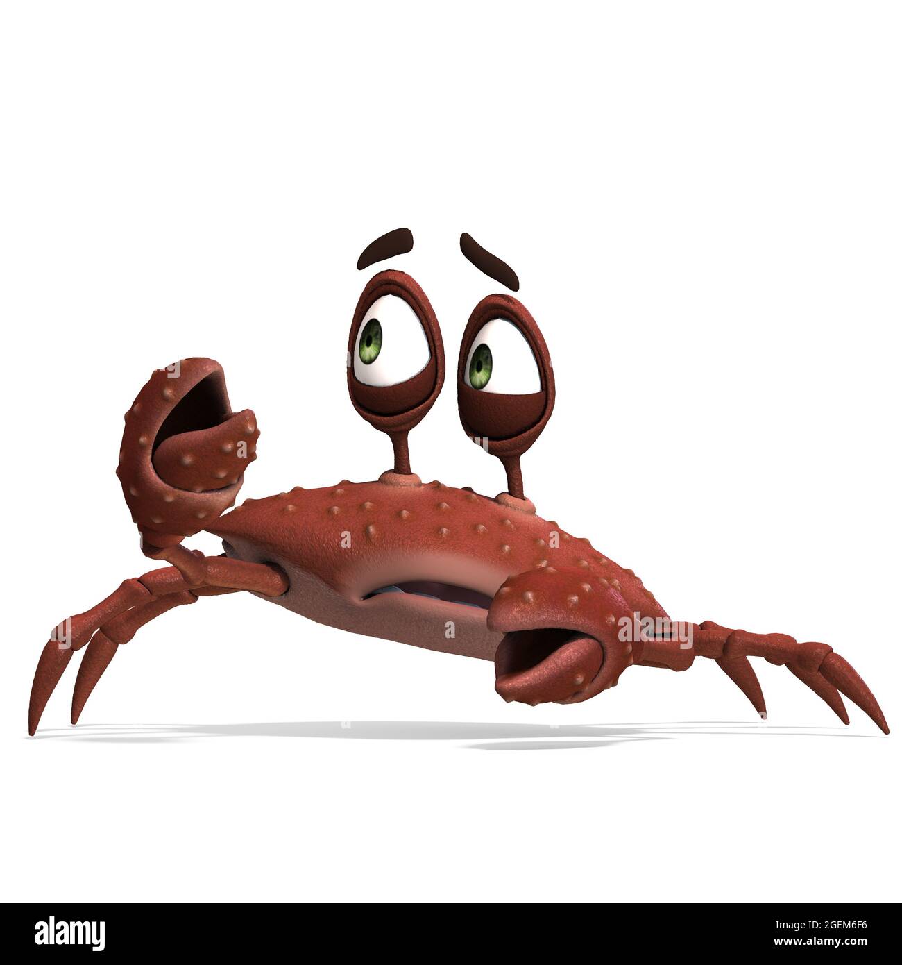 Illustration 3D d'un joli et drôle de crabe de dessin animé. Objet de rendu isolé Banque D'Images